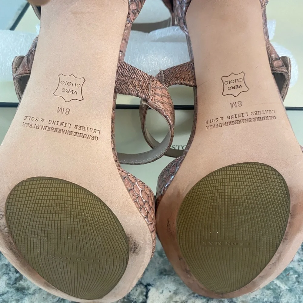 ✨ Leon Max Nude Snakeskin Strappy Heels – Size 8 (EU 38.5)